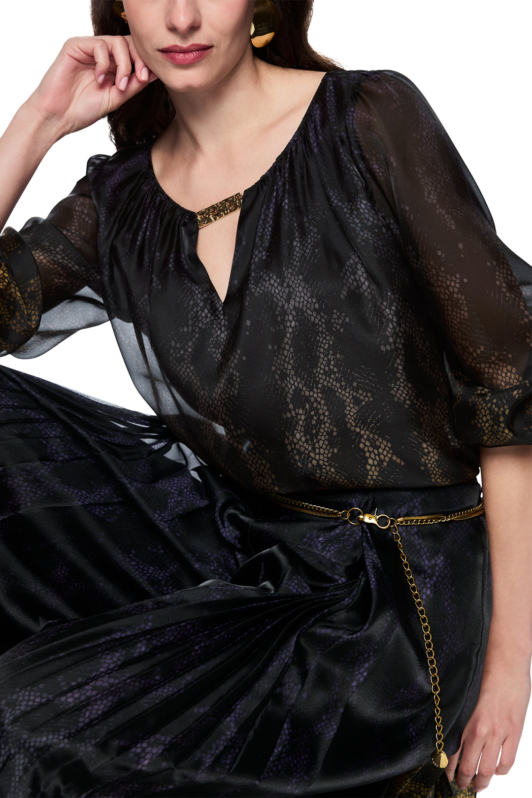 Marc Cain AG 51.05 W17 Black Snake Print Blouse