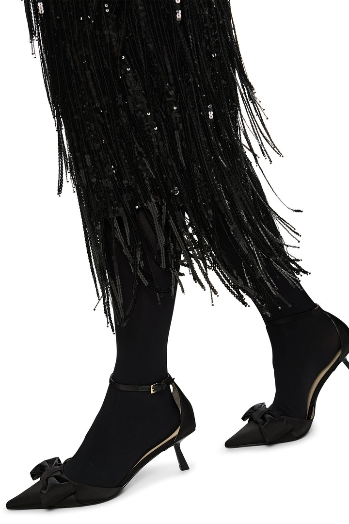 Marc Cain AG 71.05 W04 900 Black Sequin Fringe Skirt