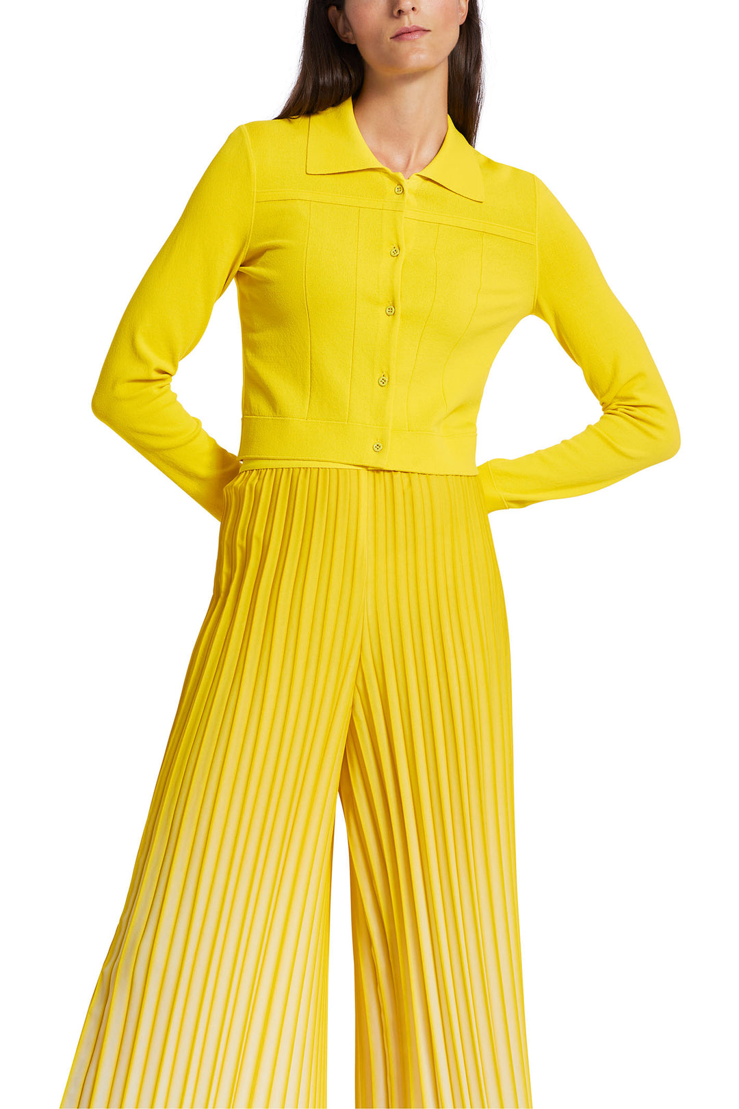 Marc Cain WC 39.20 M12 431 Bright Sulphur Yellow Cardigan - Olivia Grace Fashion