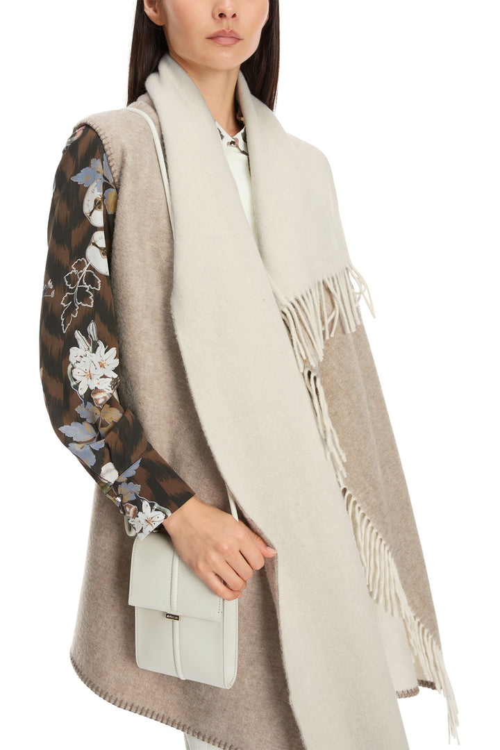 Marc Cain Collection Long Wrap Top Cardigan Rafia Melange Taupe XC 37.06 W01 620 - Olivia Grace Fashion