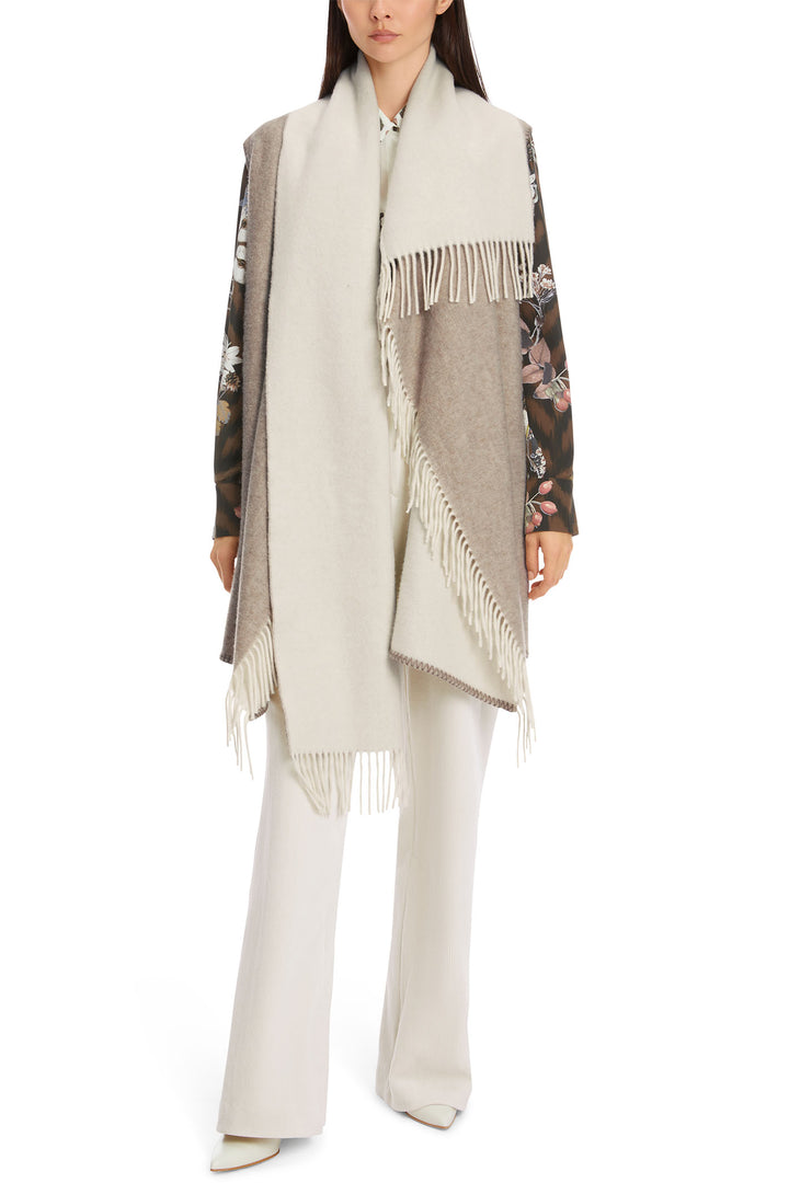 Marc Cain Collection Long Wrap Top Cardigan Rafia Melange Taupe XC 37.06 W01 620 - Olivia Grace Fashion