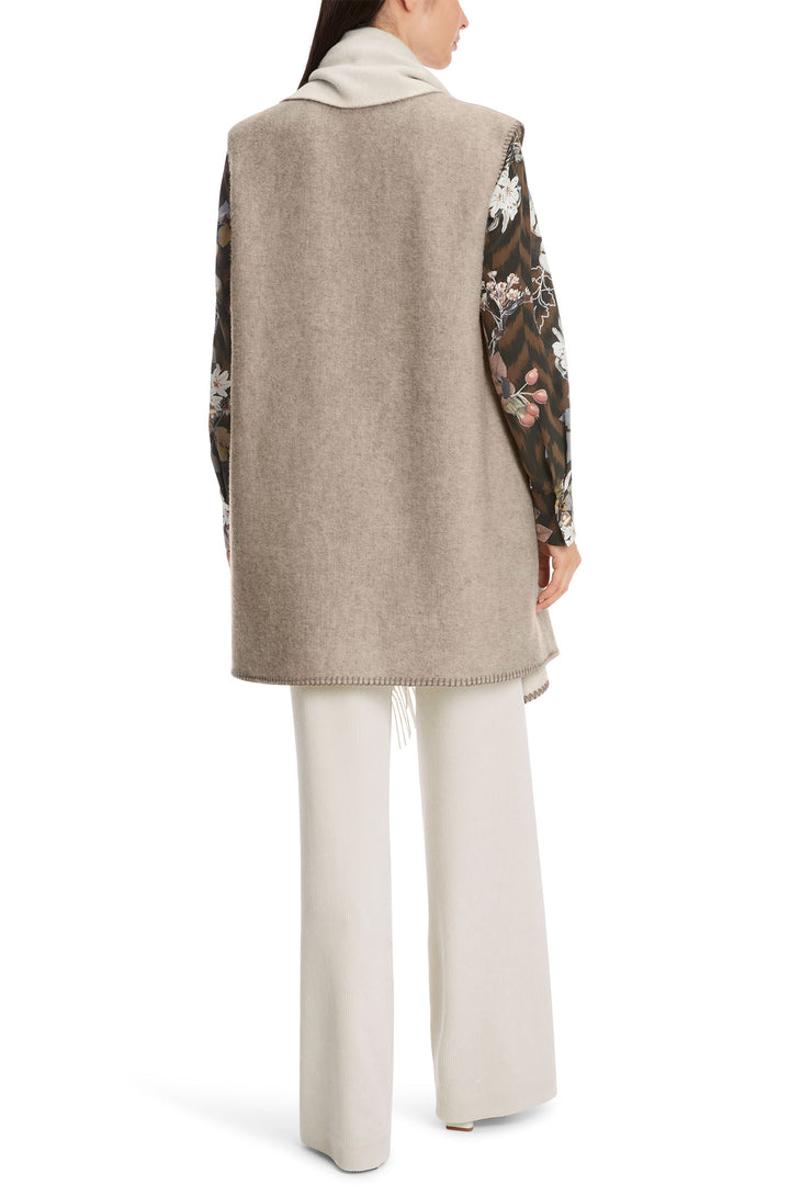 Marc Cain Collection Long Wrap Top Cardigan Rafia Melange Taupe XC 37.06 W01 620 - Olivia Grace Fashion