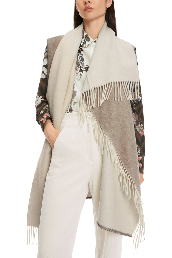 Marc Cain Collection Long Wrap Top Cardigan Rafia Melange Taupe XC 37.06 W01 620 - Olivia Grace Fashion