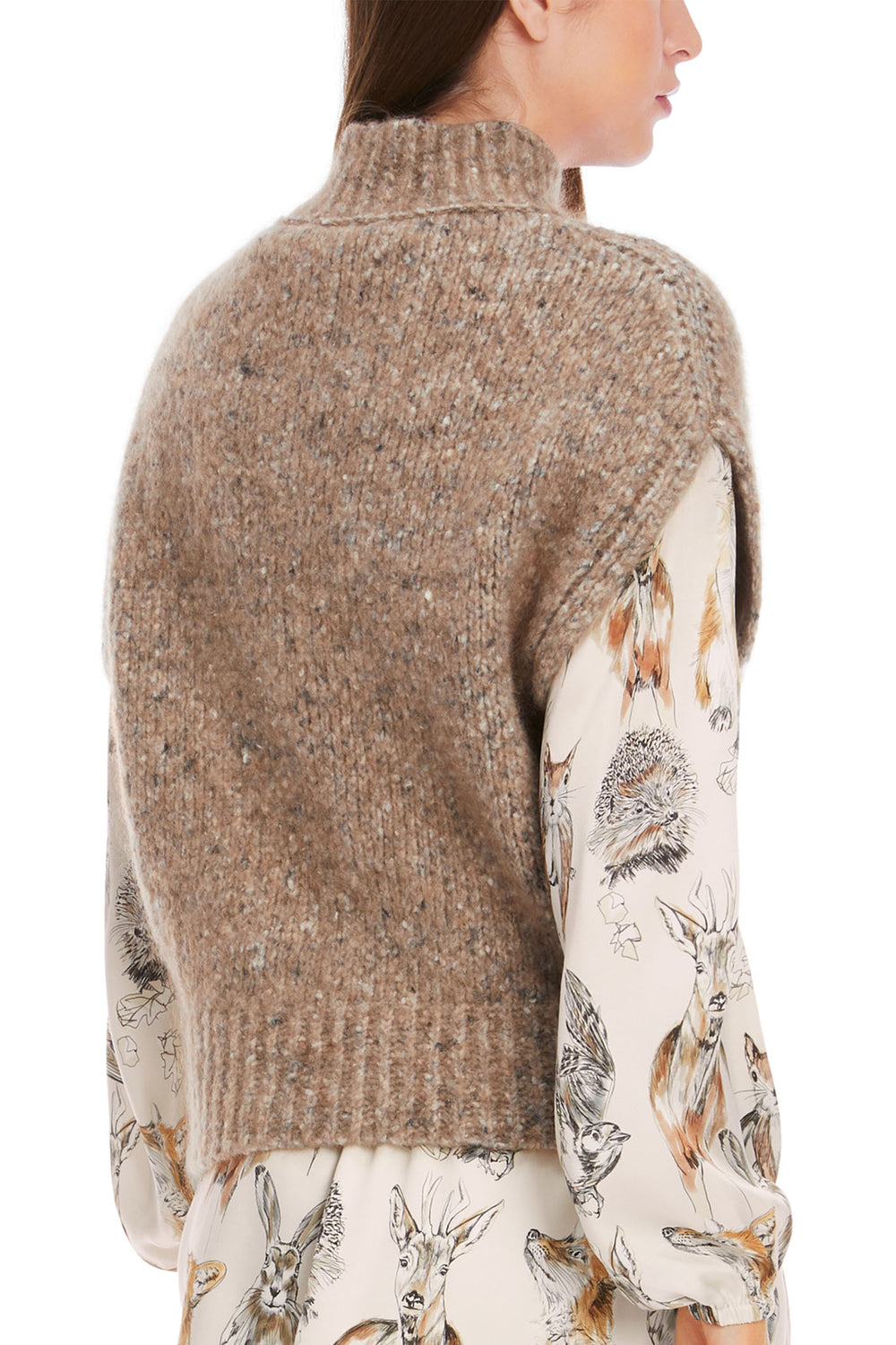 Marc Cain Collection Tank Top Jumper Rafia Melange Taupe XC 42.01 M49 620 - Olivia Grace Fashion