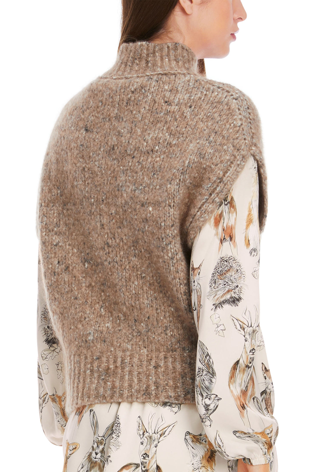 Marc Cain Collection Tank Top Jumper Rafia Melange Taupe XC 42.01 M49 620 - Olivia Grace Fashion