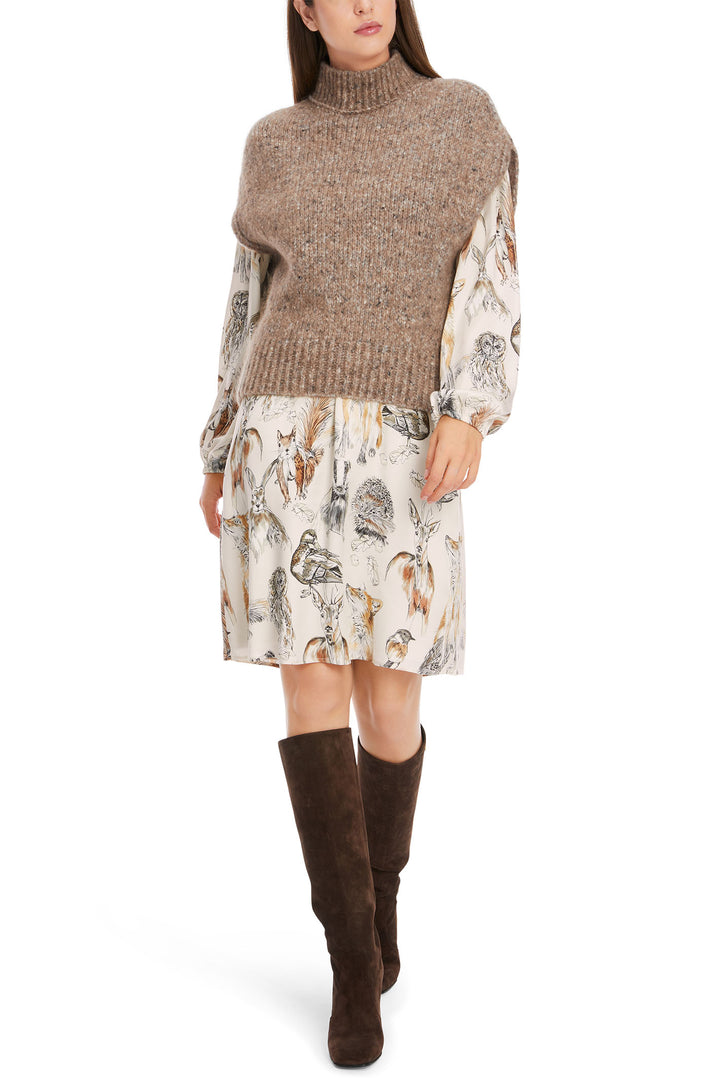 Marc Cain Collection Tank Top Jumper Rafia Melange Taupe XC 42.01 M49 620 - Olivia Grace Fashion