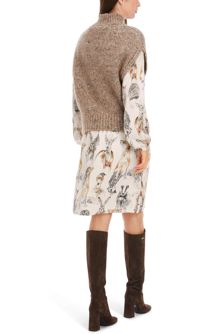 Marc Cain Collection Tank Top Jumper Rafia Melange Taupe XC 42.01 M49 620 - Olivia Grace Fashion