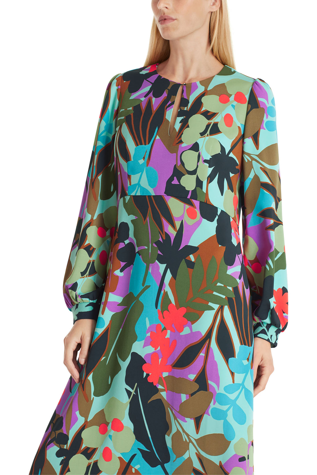 Marc Cain Collection WC 21.06 W02 562 Soft Malachite Green Print Dress - Olivia Grace Fashion