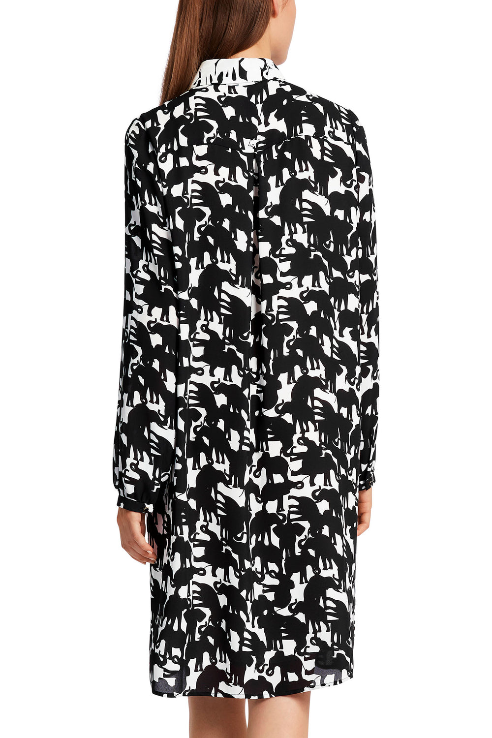 Marc Cain Collection WC 21.19 W13 910 Black White Elephant Print Dress - Olivia Grace Fashion