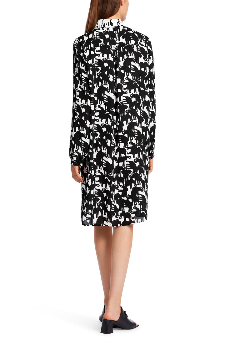 Marc Cain Collection WC 21.19 W13 910 Black White Elephant Print Dress - Olivia Grace Fashion