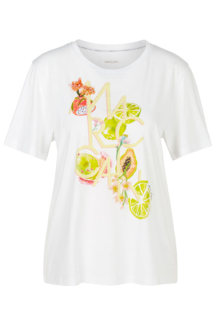 Marc Cain Collection WC 48.11 J40 White Lime Print T-Shirt - Olivia Grace Fashion
