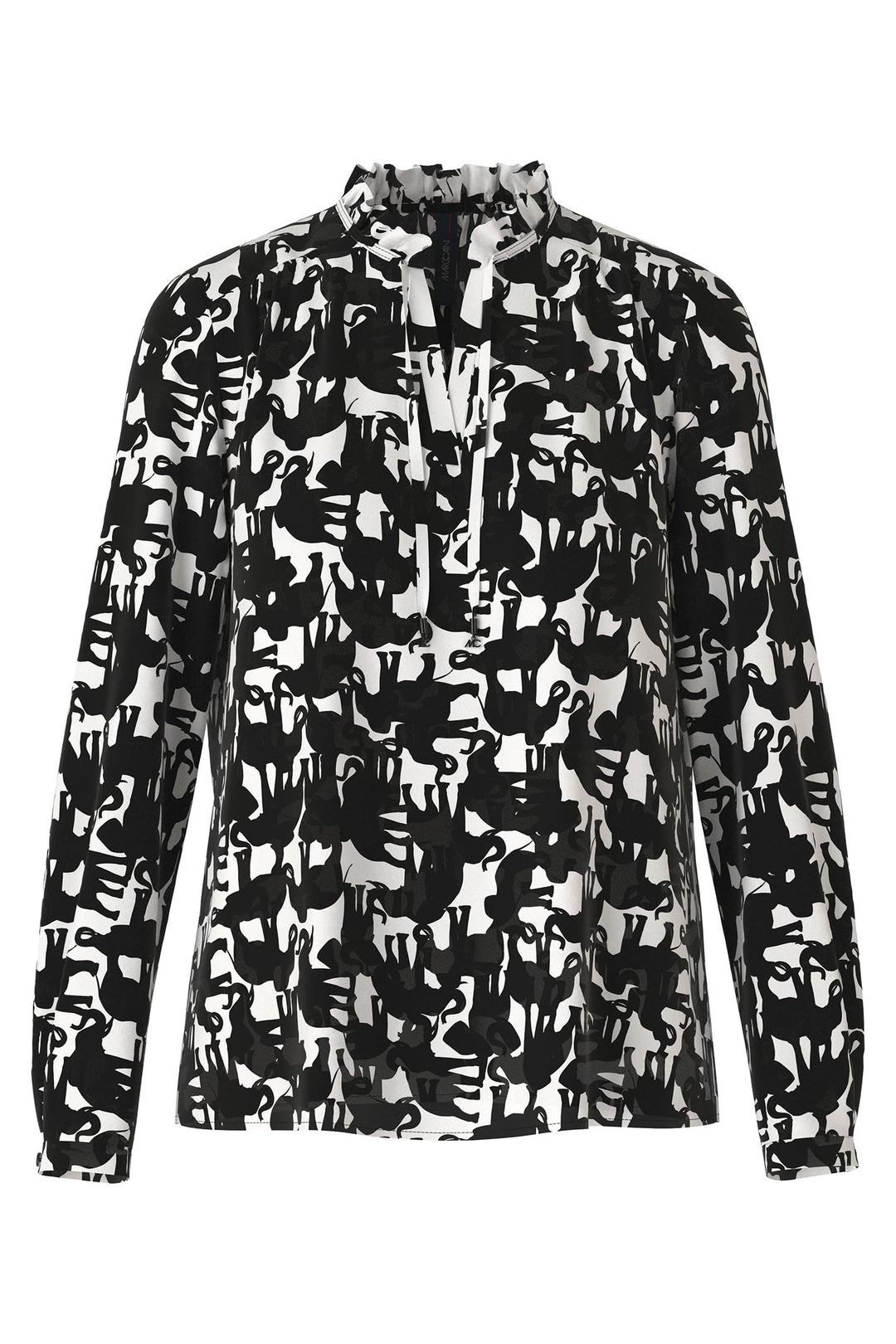 Marc Cain Collection WC 51.16 W13 910 Black White Elephant Print Blouse - Olivia Grace Fashion