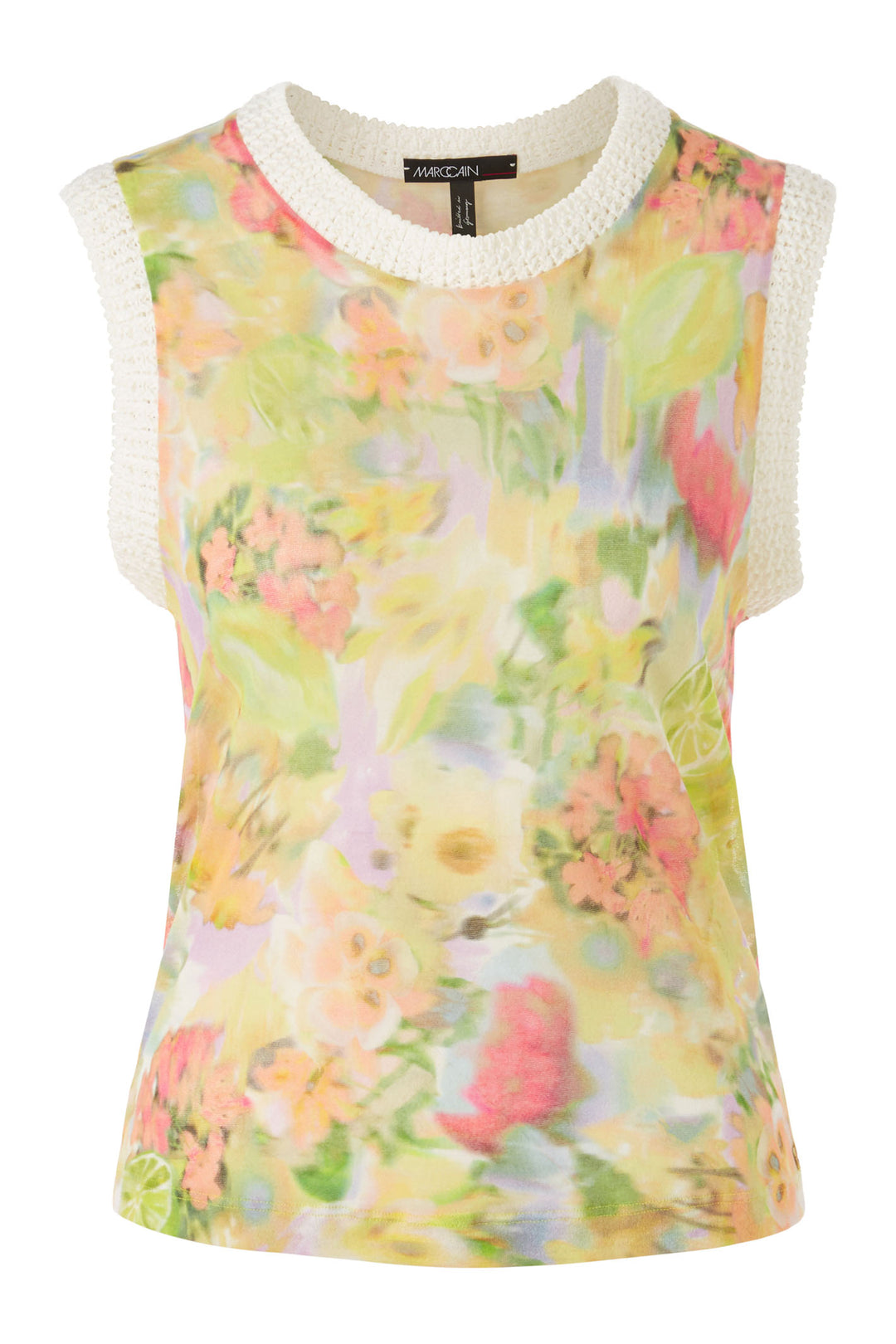 Marc Cain Collection WC 61.09 M34 420 Pale Lemon Print Sleeveless Top - Olivia Grace Fashion