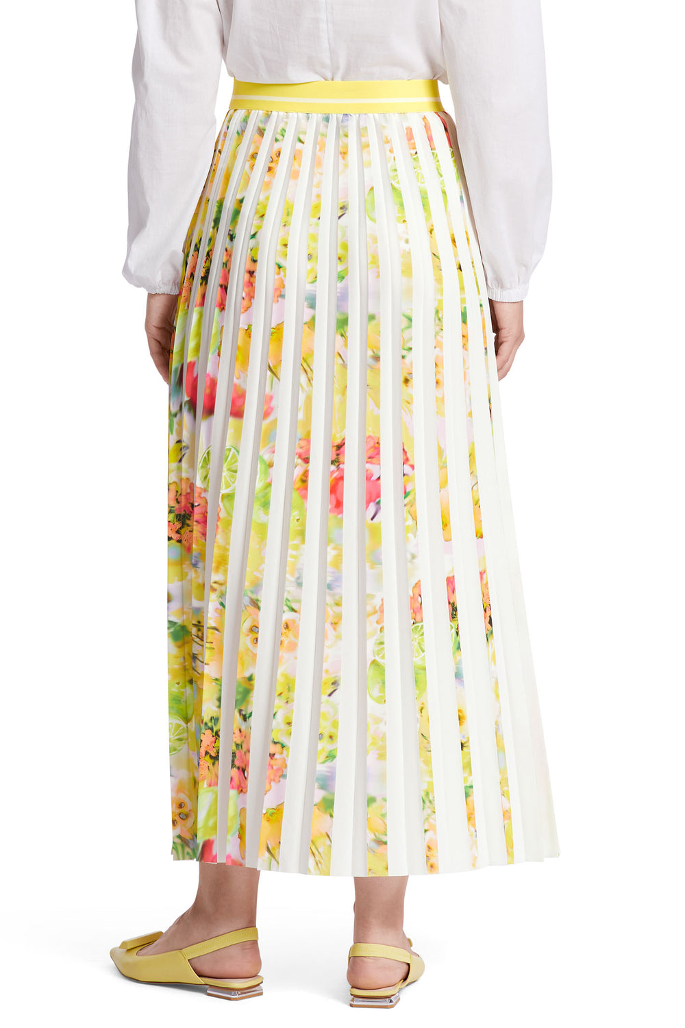 Marc Cain Collection WC 71.11 W36 Pale Lemon Pleat Midi Skirt - Olivia Grace Fashion