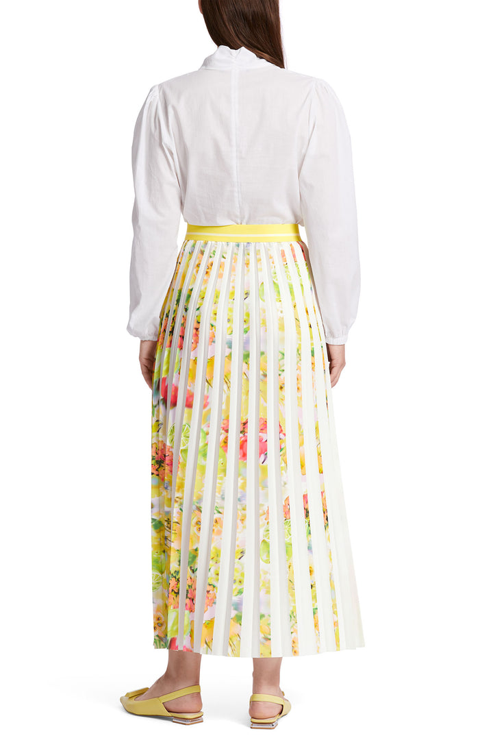 Marc Cain Collection WC 71.11 W36 Pale Lemon Pleat Midi Skirt - Olivia Grace Fashion