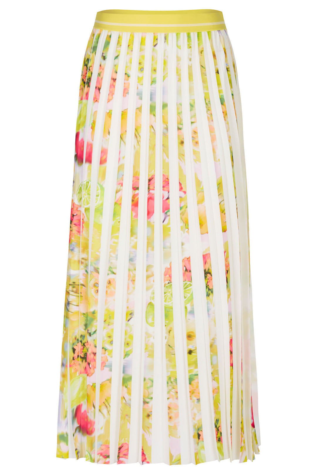 Marc Cain Collection WC 71.11 W36 Pale Lemon Pleat Midi Skirt - Olivia Grace Fashion