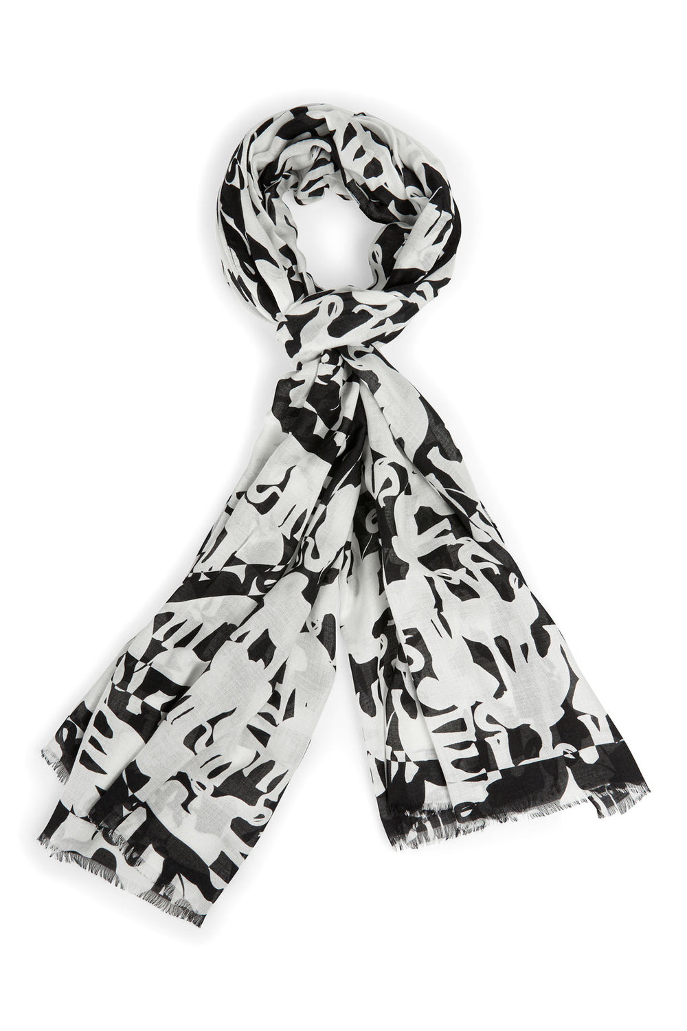 Marc Cain Collection WC B4.07 Z15 190 White Black Scarf - Olivia Grace Fashion