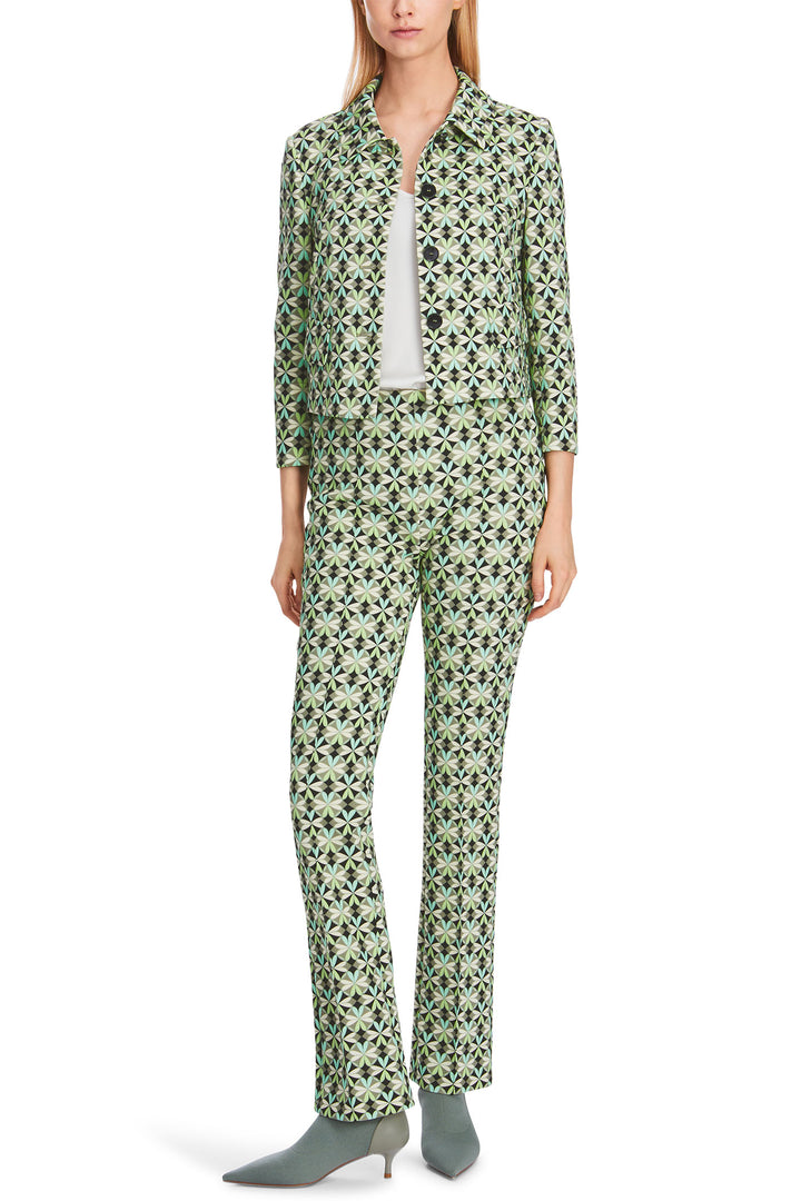 Marc Cain Collection XC 81.28 J08 Soft Malachite Green Print Pull-On Trousers - Olivia Grace Fashion