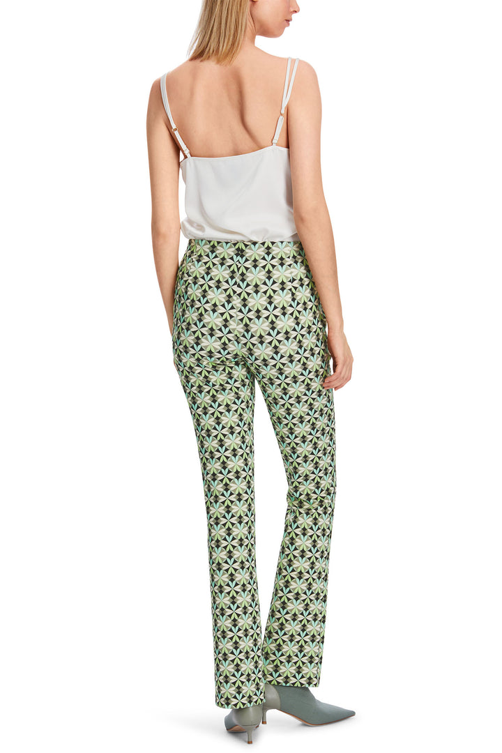 Marc Cain Collection XC 81.28 J08 Soft Malachite Green Print Pull-On Trousers - Olivia Grace Fashion