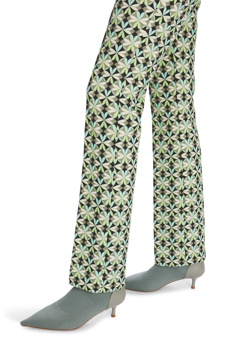 Marc Cain Collection XC 81.28 J08 Soft Malachite Green Print Pull-On Trousers - Olivia Grace Fashion