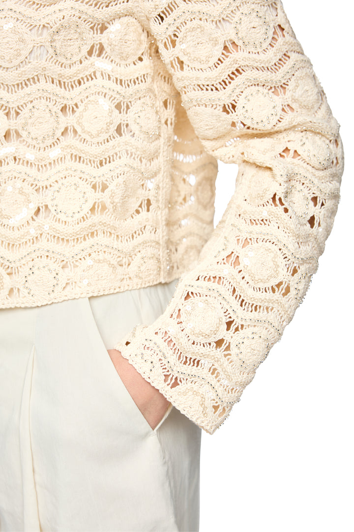 Marc Cain Collections AC 31.23 W74 112 Bright Ecru Openwork Jacket