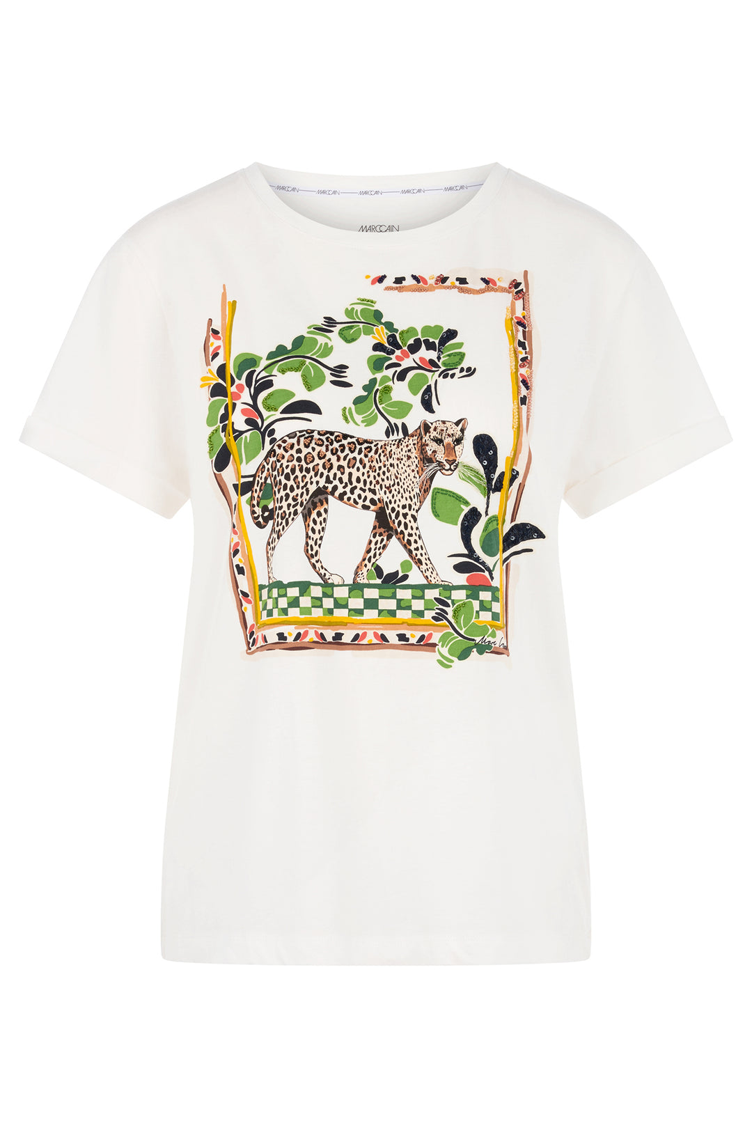 Marc Cain Collections AC 48.10 J55 110 Off-White Leopard Motif T-Shirt