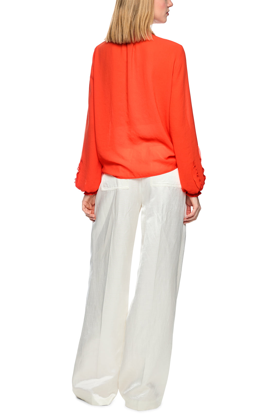 Marc Cain Collections AC 51.32 W30 223 Bright Tomato Red Ruffle Blouse