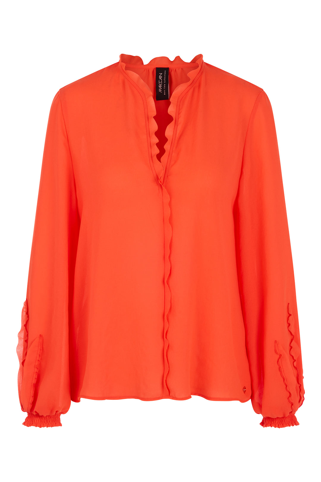 Marc Cain Collections AC 51.32 W30 223 Bright Tomato Red Ruffle Blouse