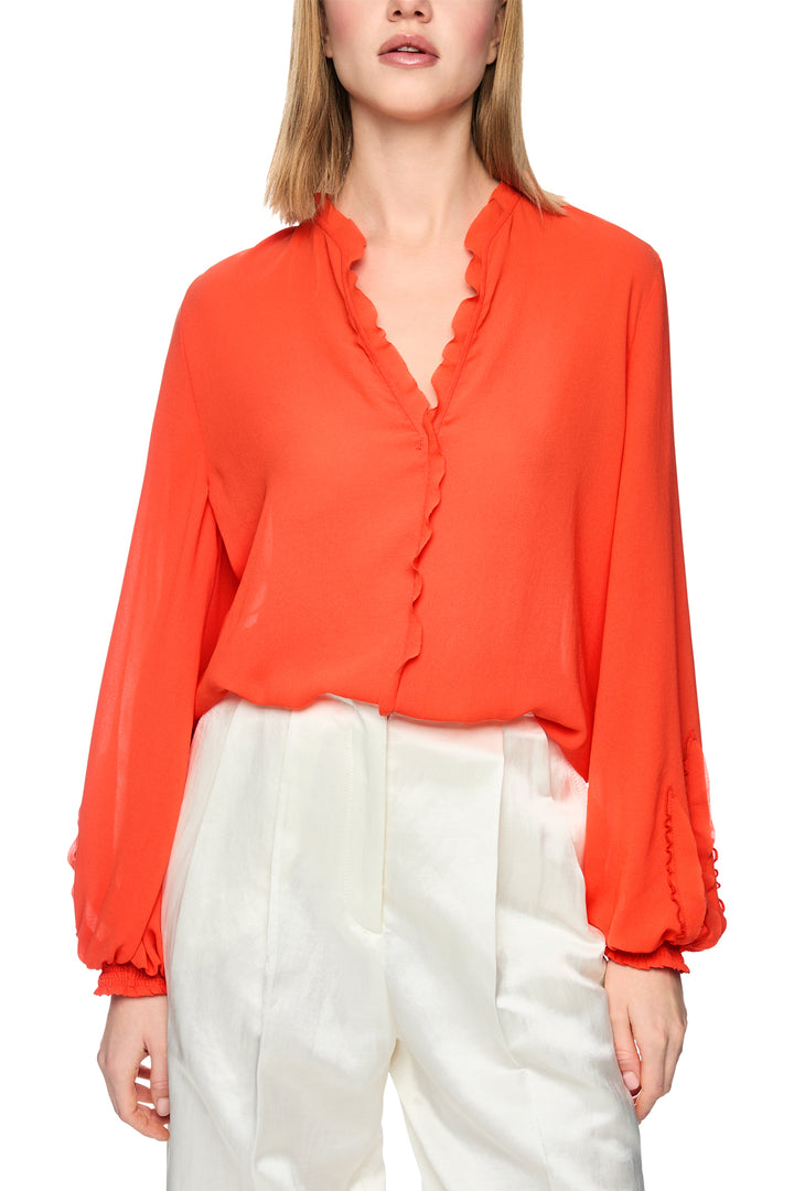 Marc Cain Collections AC 51.32 W30 223 Bright Tomato Red Ruffle Blouse