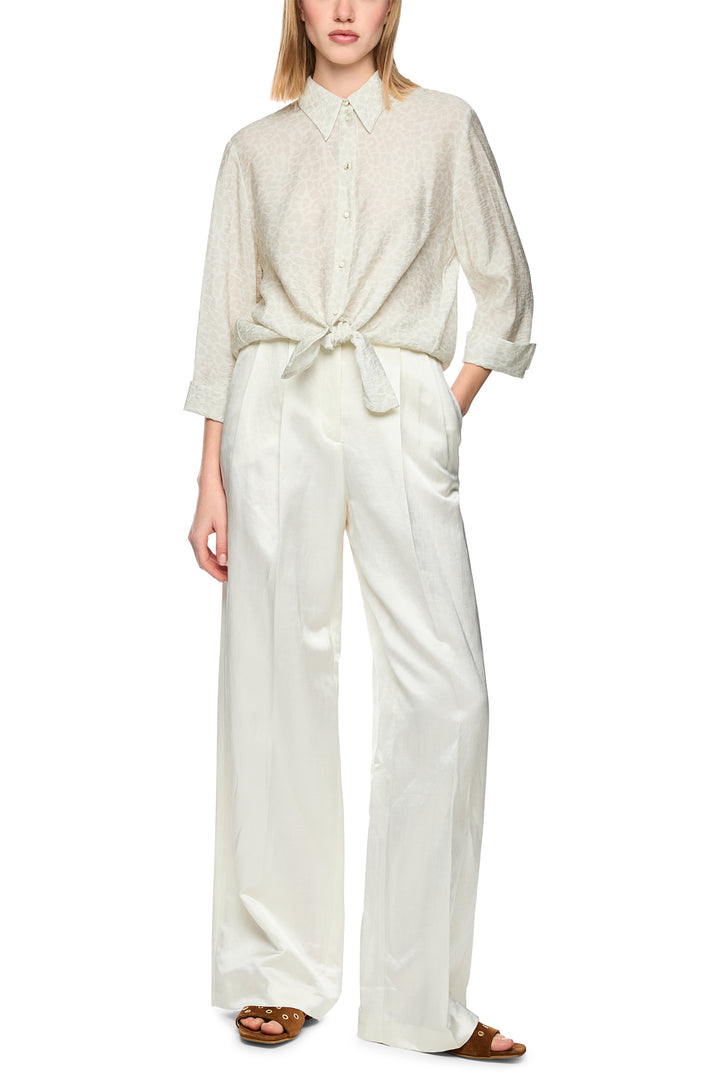 Marc Cain Collections AC 51.43 W58 112 Bright Ecru Leopard Print Tie Front Shirt