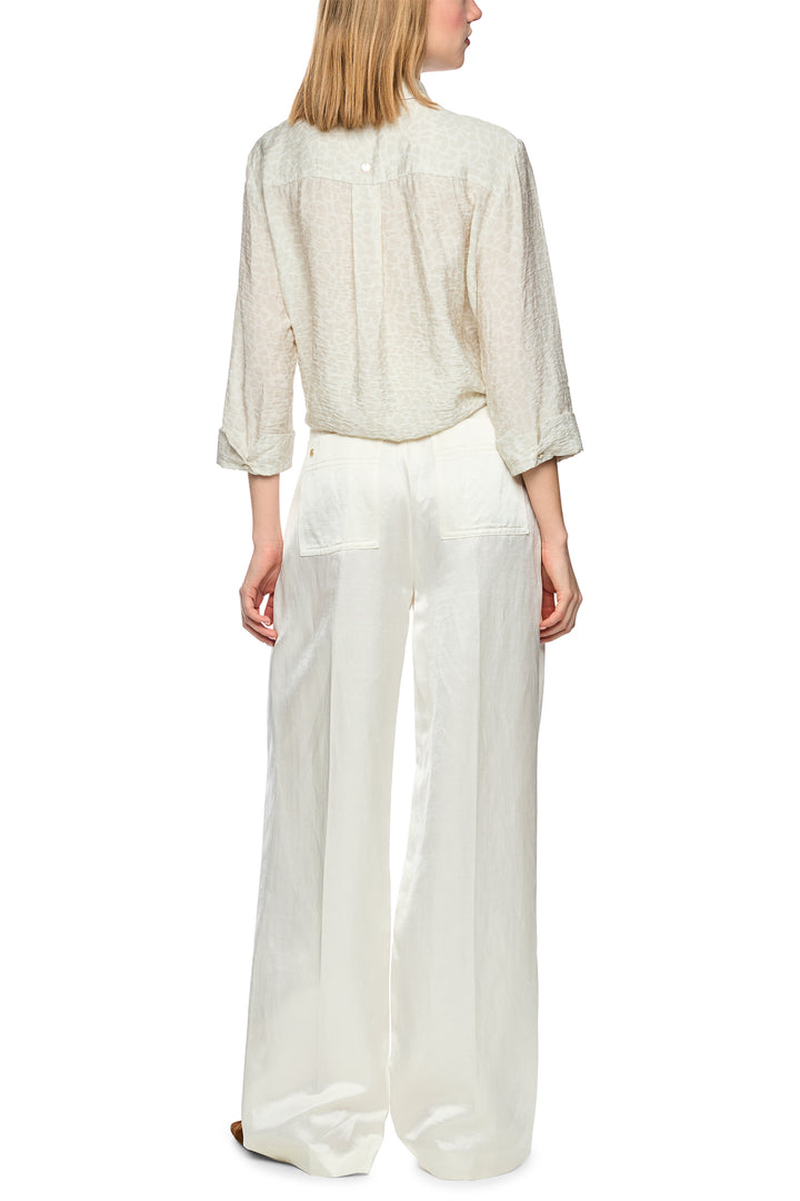 Marc Cain Collections AC 51.43 W58 112 Bright Ecru Leopard Print Tie Front Shirt