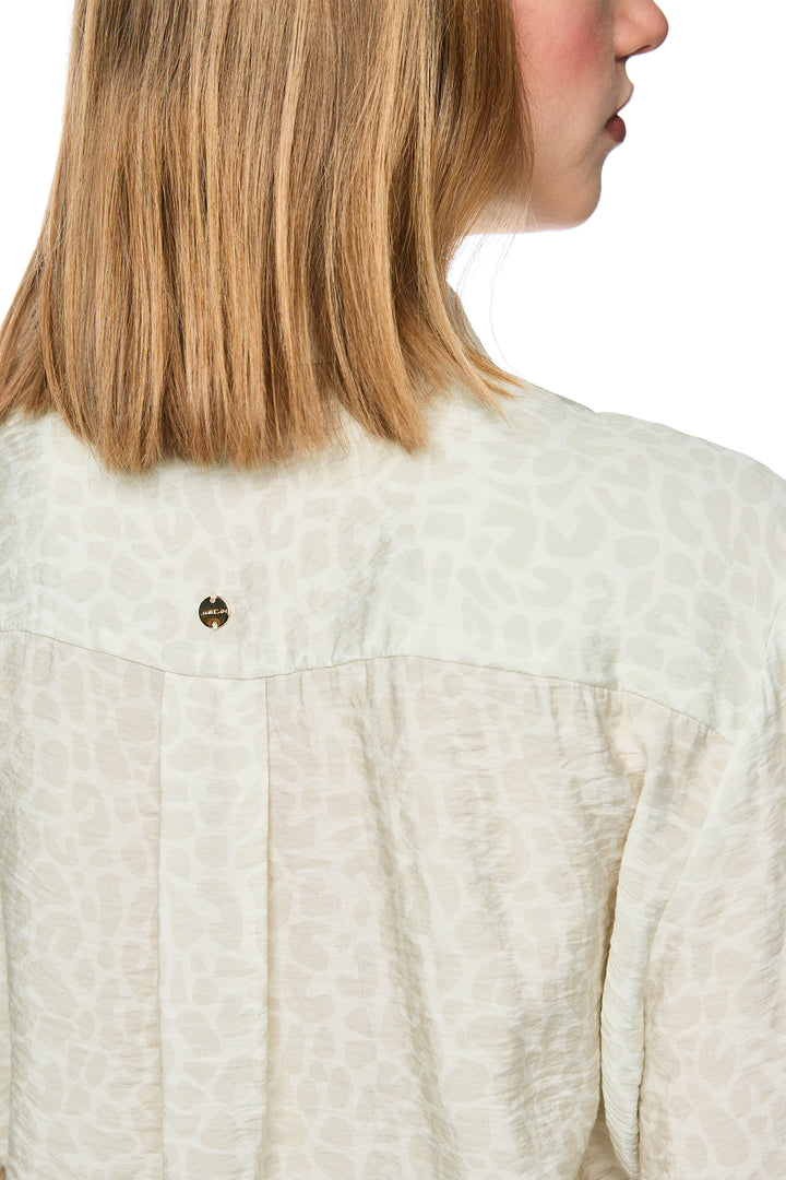 Marc Cain Collections AC 51.43 W58 112 Bright Ecru Leopard Print Tie Front Shirt