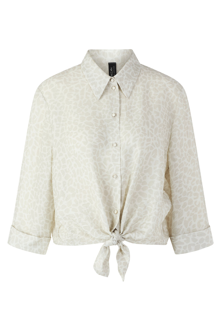 Marc Cain Collections AC 51.43 W58 112 Bright Ecru Leopard Print Tie Front Shirt