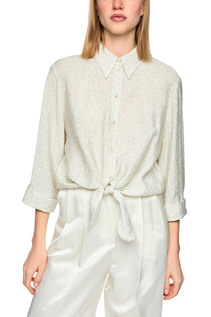 Marc Cain Collections AC 51.43 W58 112 Bright Ecru Leopard Print Tie Front Shirt