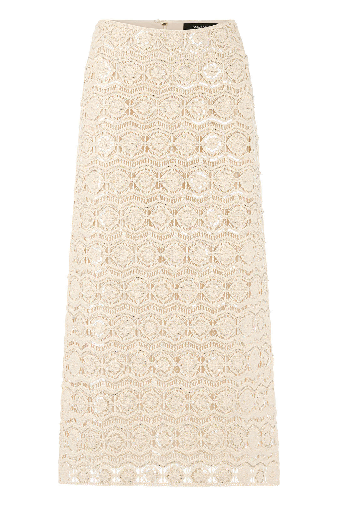 Marc Cain Collections AC 71.29 W74 112 Bright Ecru Openwork Midi Skirt