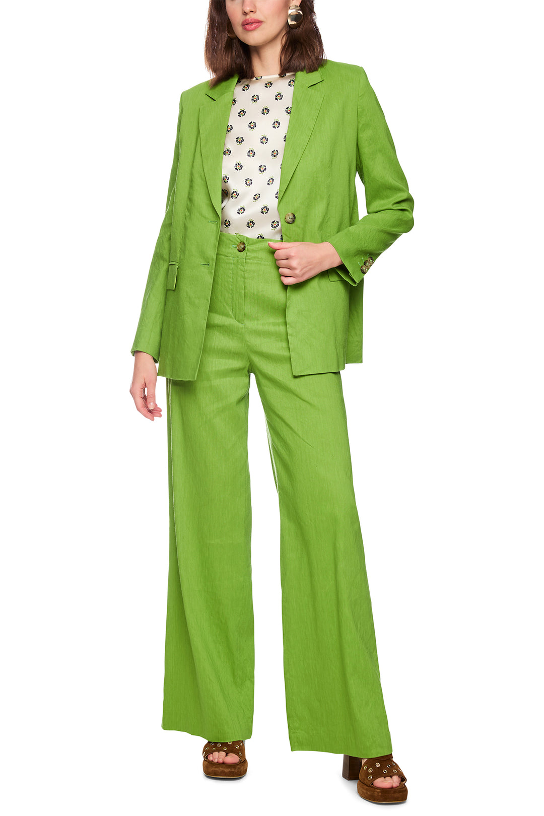 Marc Cain Collections AC 81.69 W70 526 Garden Green Linen Blend Trousers