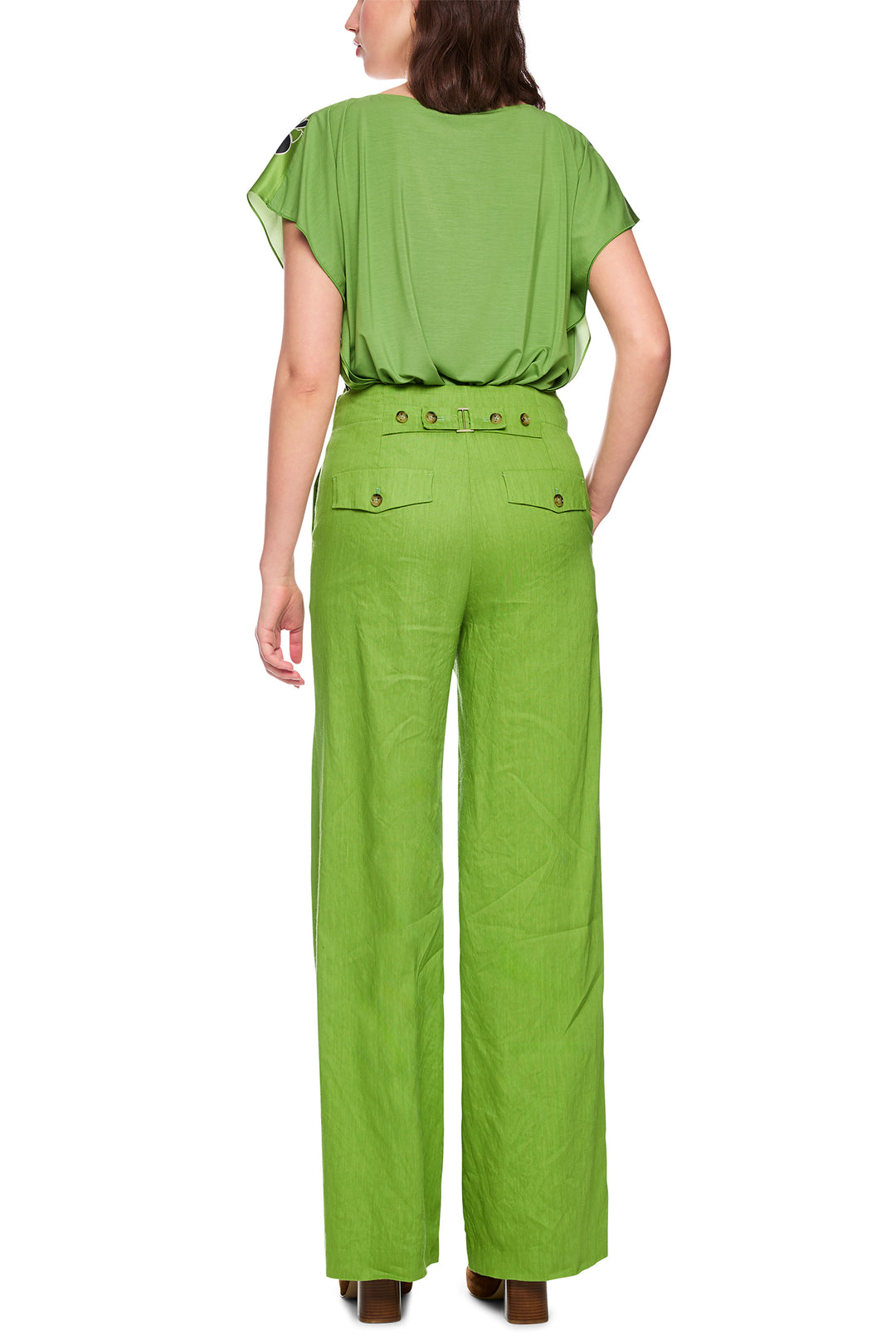 Marc Cain Collections AC 81.69 W70 526 Garden Green Linen Blend Trousers