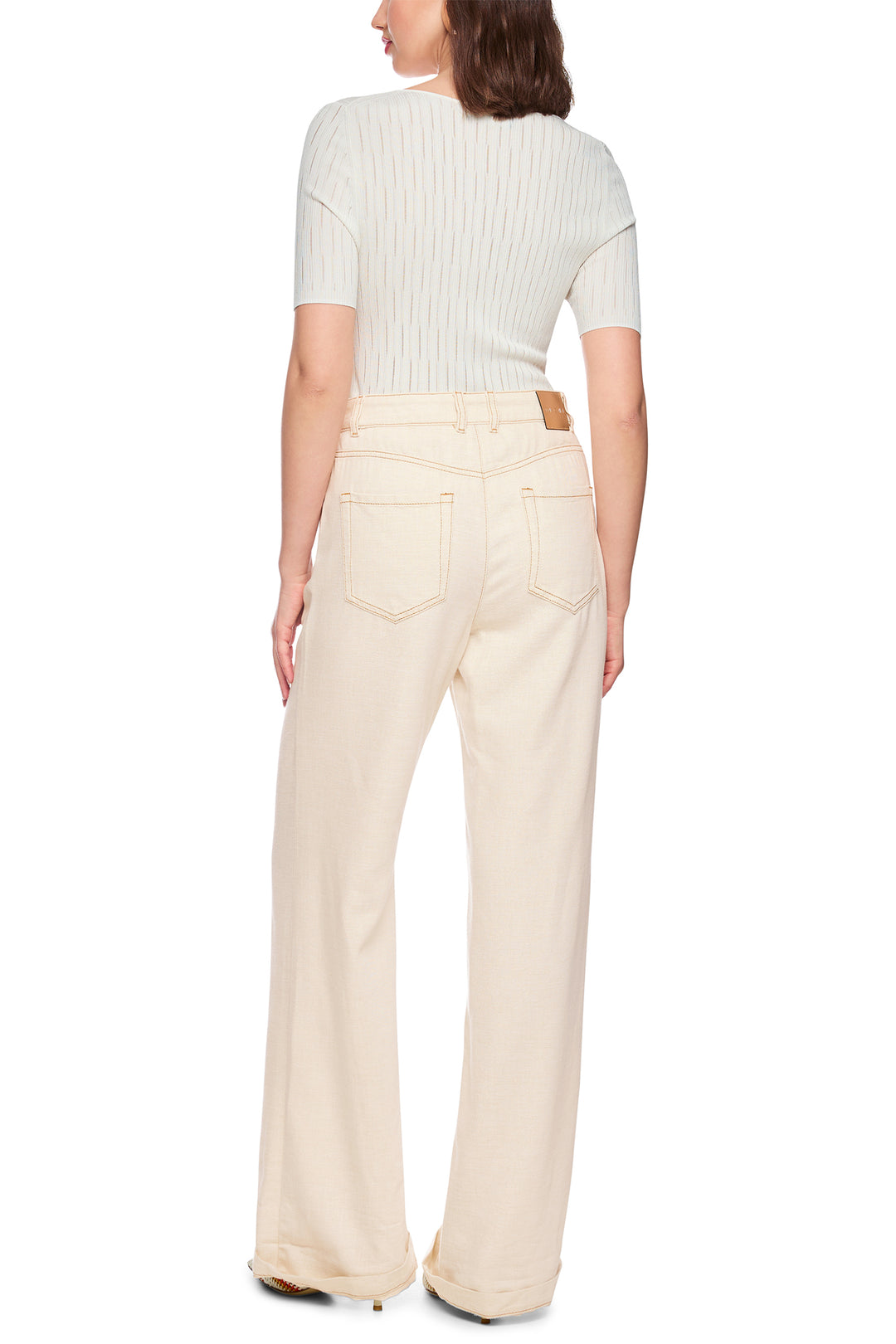 Marc Cain Collections AC 82.24 D23 112 Bright Ecru Wide Fit High Waist Jeans