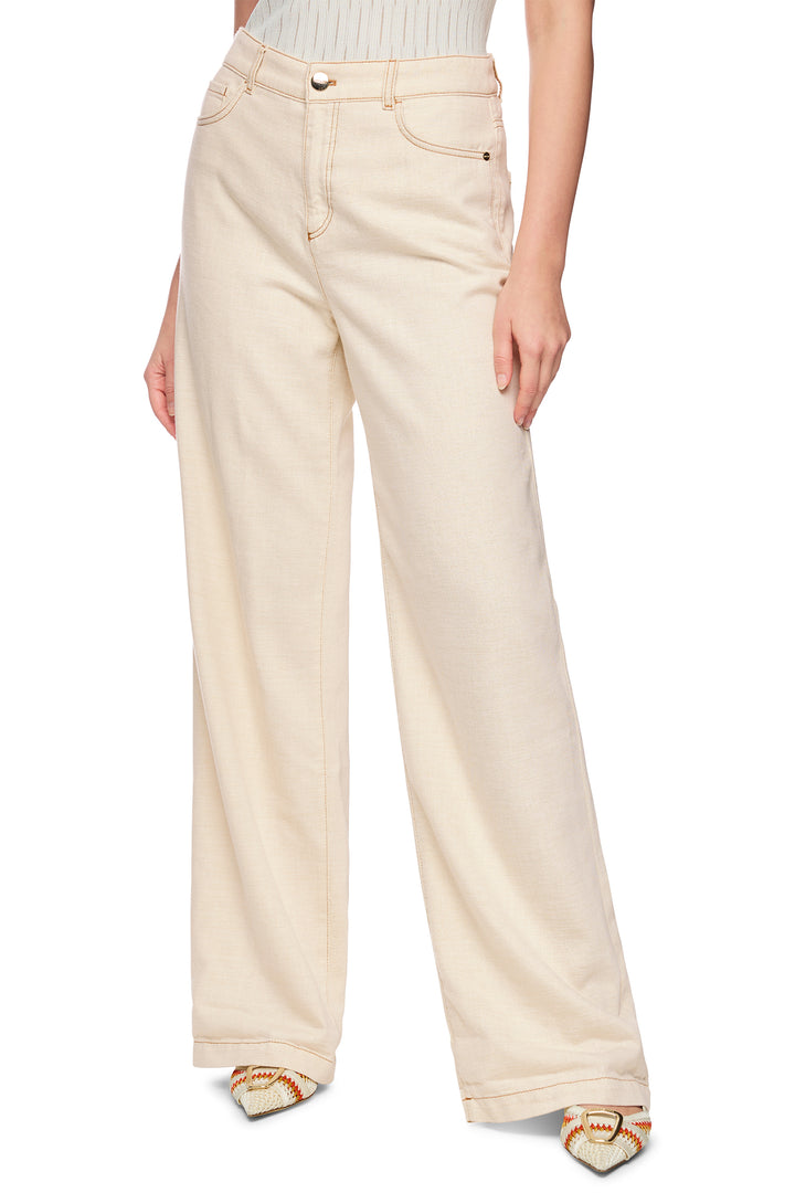 Marc Cain Collections AC 82.24 D23 112 Bright Ecru Wide Fit High Waist Jeans