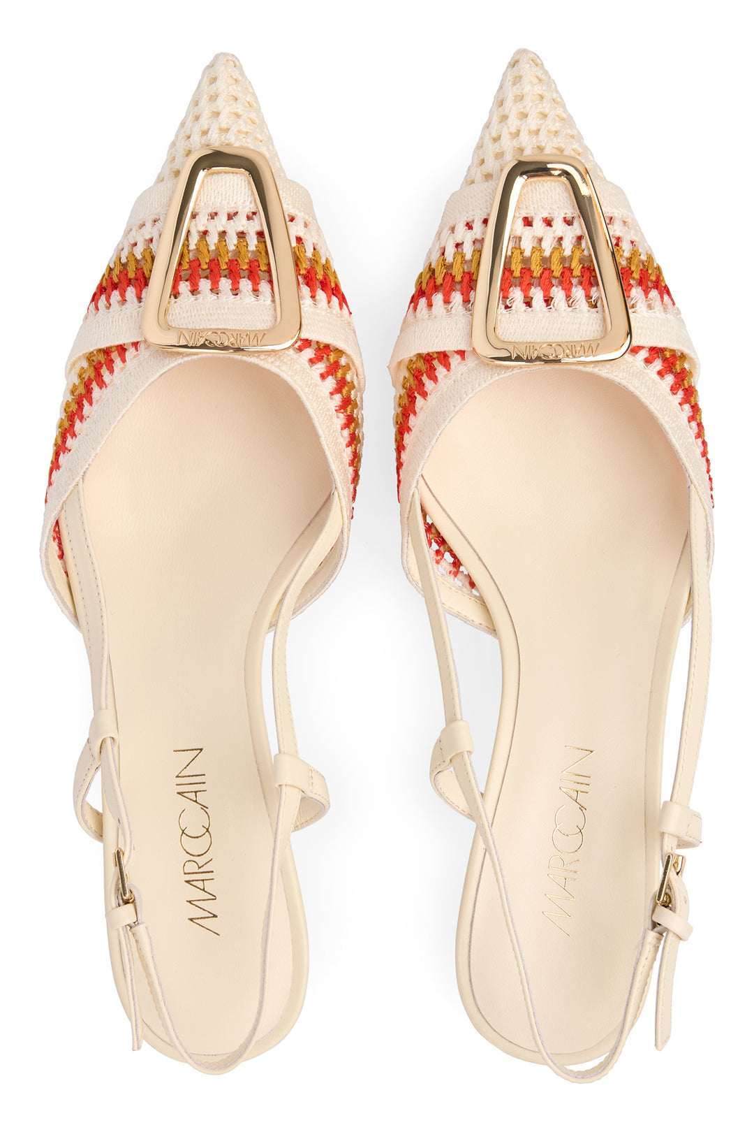 Marc Cain Collections AC SD.05 M58 112 Bright Ecru Knit Slingback Shoes