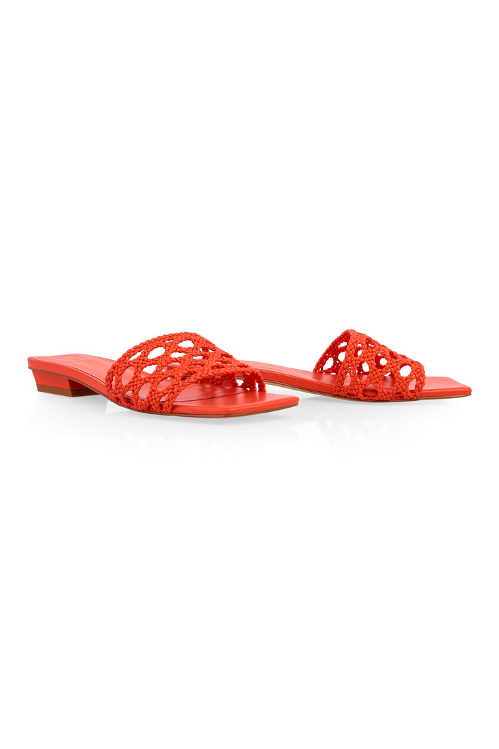 Marc Cain Collections AC SG.05 Z16 223 Bright Tomato Macramé Flat Sandals