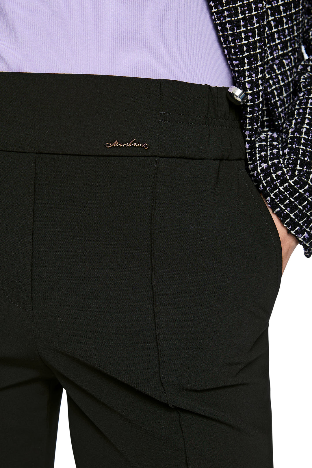 Marc Cain Collections Black Woven Trousers, waistband detail
