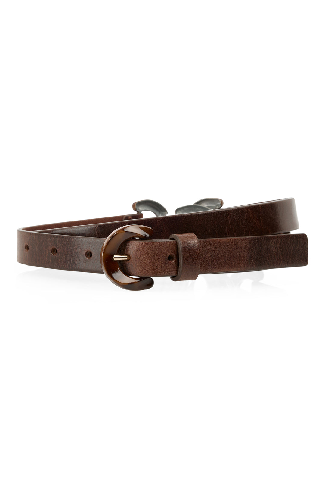 Marc Cain Collections deep wood brown leather belt at Olivia Grace Fashion