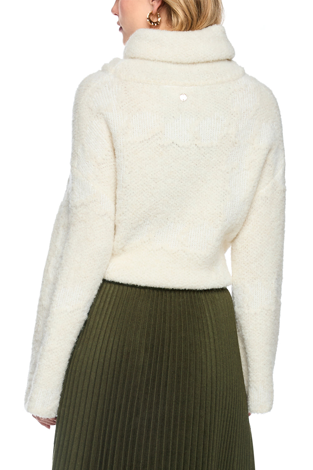 Marc Cain Collections Forest Night Green Woven Skirt, back view