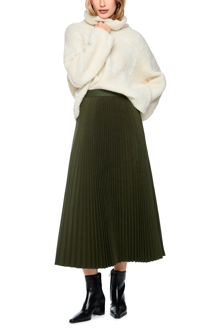 Marc Cain Collections Forest Night Green Woven Skirt, full length front view