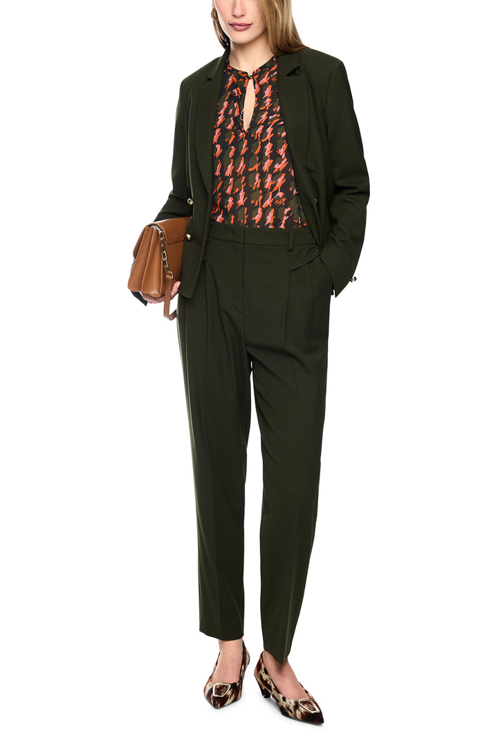 Marc Cain Collections Forest Night Green Woven Trousers, full length front view