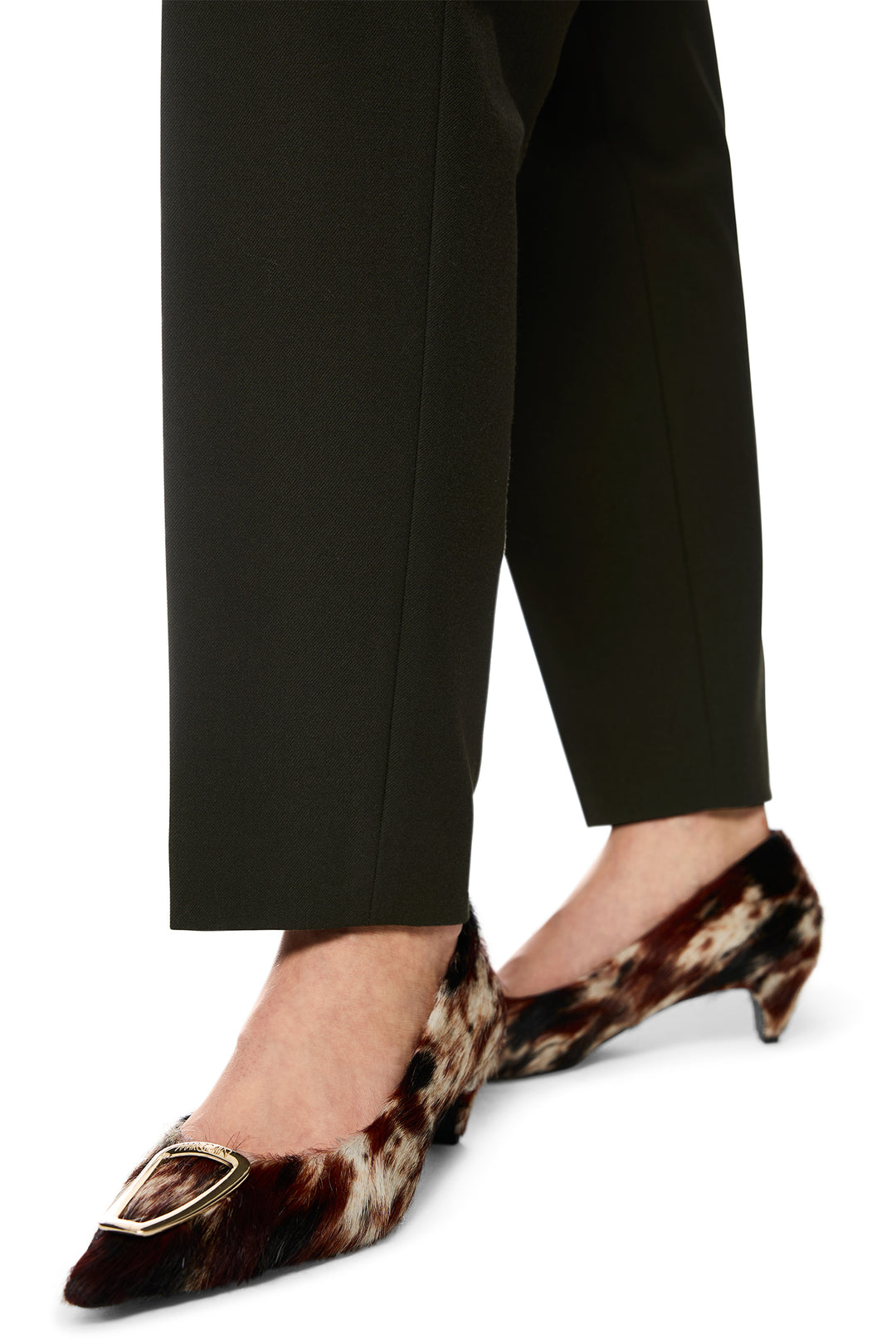 Marc Cain Collections Forest Night Green Woven Trousers, hem detail