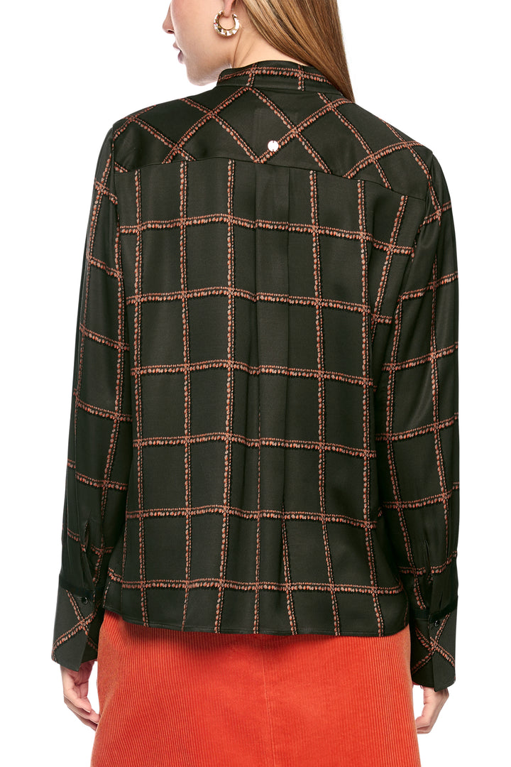Marc Cain Collections Houndcheck Green Woven Blouse, back view