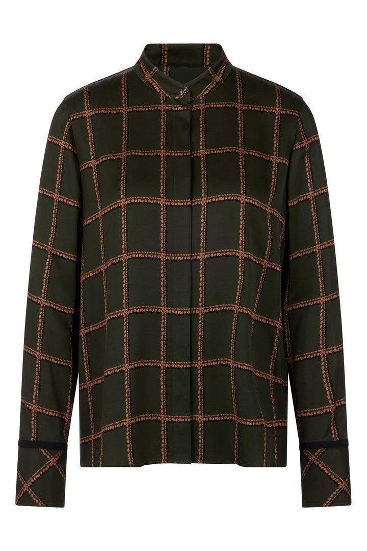 Marc Cain Collections Houndcheck Green Woven Blouse, product shot