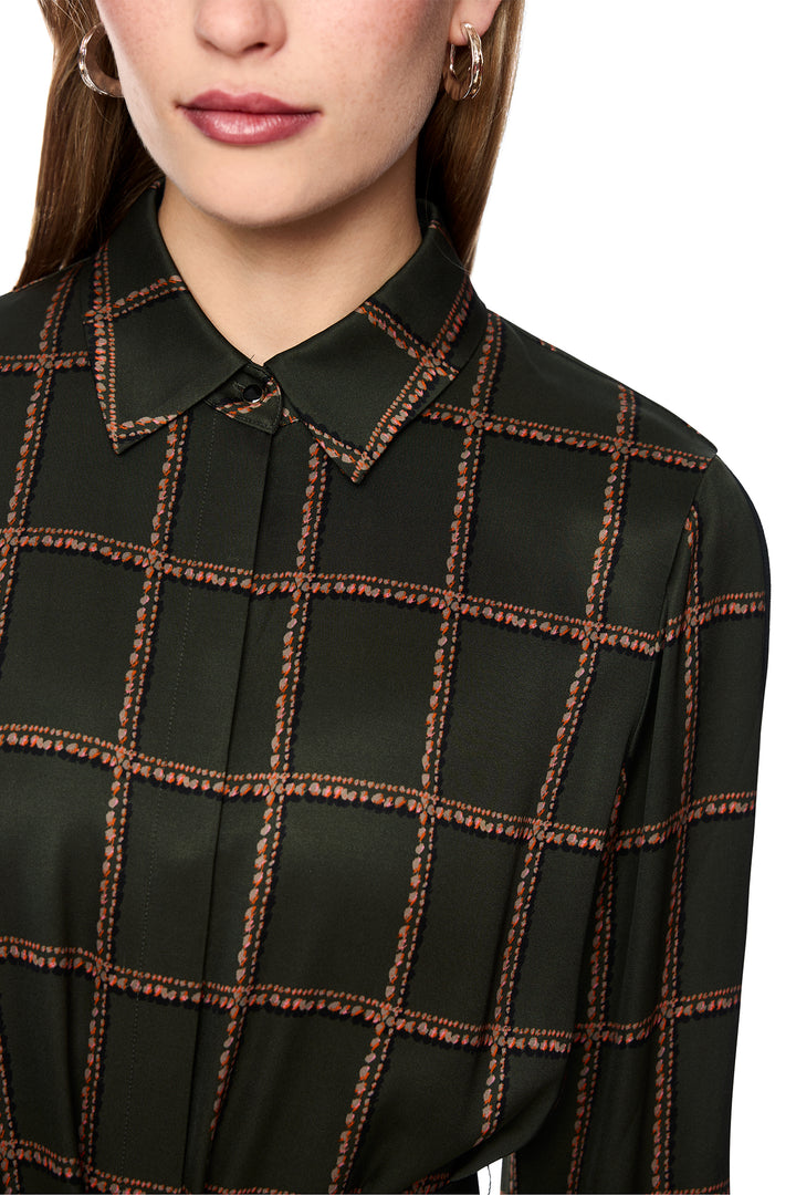Marc Cain Collections Houndcheck Green Woven Dress, collar detail